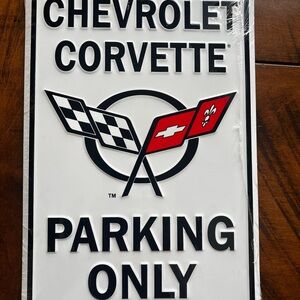 Chevrolet Corvette Parking Only Sign - Black and White